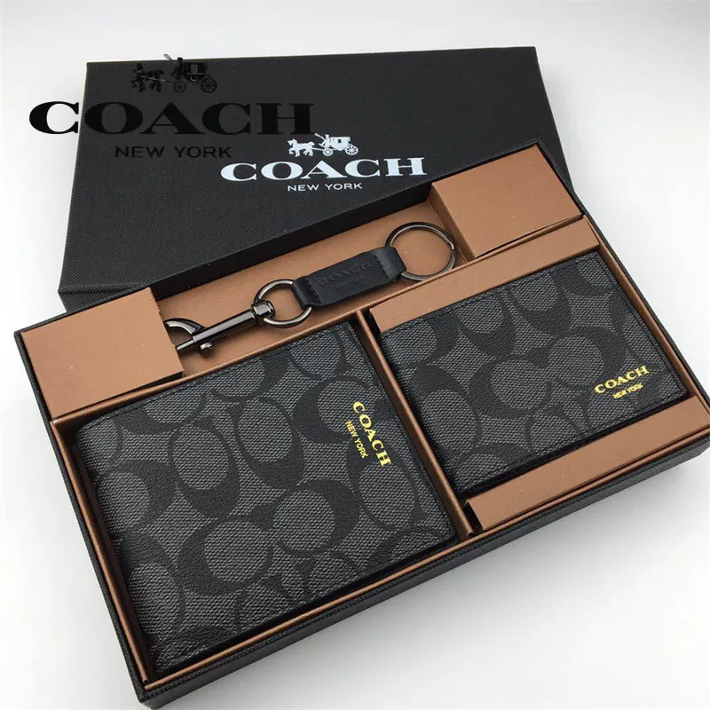 Coach Official Store Original Men'S Authentic Wallet 74586 Classic Double C  Print Men'S Short Wallet Size: 11.5*9.5Cm | Lazada Ph