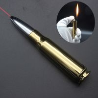 Creative Metal  Lighter With Laser Light Butane Gas Windproof Flame   Lighters Novelty Gadget Military Addictive