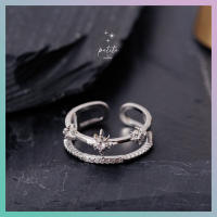 [petite by PRAKYRE] Estrella Ring - แหวนรูปดวงดาวประดับด้วยเพชร เส้นเพชรสองชั้น ปรับไซส์ได้