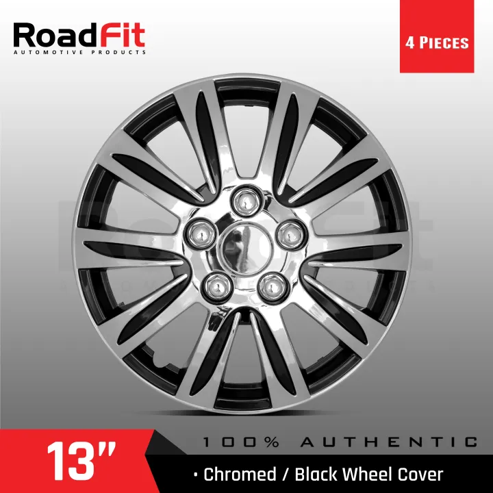 ABS Wheel Rim Cover, 13 Inches, Chromed / Black Wheel Cover, Retention