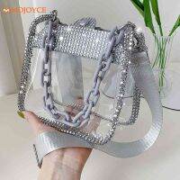 【CC】 Rhinestone Ladies Handbags Transparent Makaron Chain Small Purses Fashion Personality Jelly Shoulder