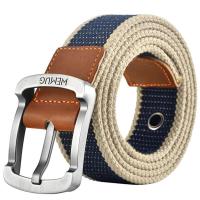 3.5cm Outdoor Canvas Mens Belt Solid Color Black and Red Striped Woven Alloy Pin Buckle Sports Overalls Belt for Men Wholesale