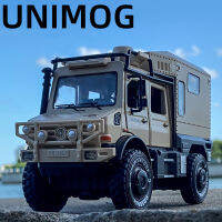 A1:28 Unimog U5000 ORV Off-Road ของเล่นโลหะผสม Diecasts รถรุ่นยางยางดึงกลับจำลองเสียงโลหะรถเด็ก ToyM