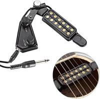 12 SoundHole Guitar Pickup Acoustic Electric Transducer สำหรับกีตาร์อะคูสติก Preamplifier แม่เหล็กพร้อม Picks
