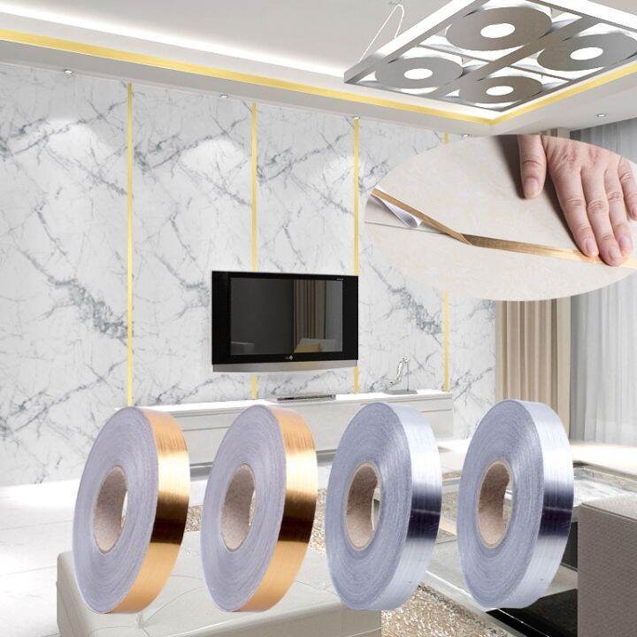 【CW】 Gold Adhesive Floor Strip Seam Sticker Foil Tape Wall Decoration