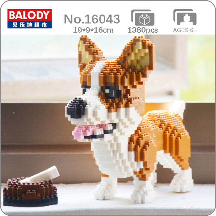 balody-16043สัตว์โลกเวลส์-corgi-สุนัขกระดูกชามอาหารสัตว์เลี้ยงตุ๊กตา3d-มินิเพชรอิฐบล็อกอาคารของเล่นสำหรับเด็กไม่มีกล่อง