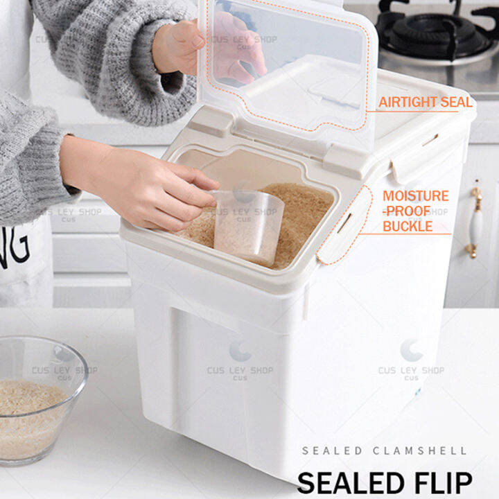 15 Kg Rice Box with Measuring Cup - Rice Airtight Storage Container  Moisture Proof Kitchen Organizer for