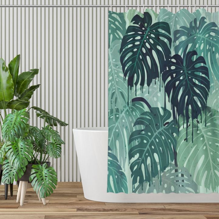 monstera-melt-bathroom-shower-curtains-waterproof-partition-curtain-designed-home-decor-accessories