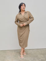 Cider V-neck Solid Midi Dress Curve &amp; Plus