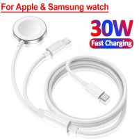 Type C Watch Wireless Charger Dock Station For Samsung Galaxy 5 Pro 4 3 Active 1/2 Apple Watch 1-8 +27W Fast Charging For iPhone