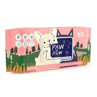 PAW PAW (80 แผ่น) พอว์พอว์ ผ้าเปียกเส้นใยธรรมชาติ เช็ดทำความสะอาดสุนัขและแมว ไม่มีแอลกอฮอล์ ไม่มีพาราเบน ย่อยสลายได้