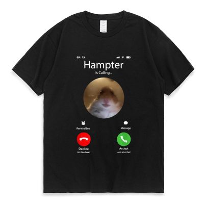 Dank Meme Hamster Staring Front Camera Hampter Calling T Shirt for Men Cute Oversized Graphics T-shirt 100% Cotton Tees XS-4XL-5XL-6XL