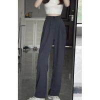 COD DSFERTGERRYYY Plus Size Baggy Wide Leg Suit Long Pants for Women High Waist Loose Office Formal Casual Korean Style Slacks Slocks Square Straight Cut Trouser Black White Khaki Gray Light Coffee