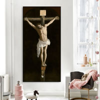 พระเยซูครอสคริสเตียนภาพวาดผ้าใบทันสมัย Wall รูปภาพศิลปะโปสเตอร์แต่งบ้าน 40x80 ซม.(ไร้กรอบ)
