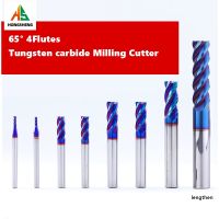 HRC65 CNC Carbide End Mills 4 ขลุ่ยทังสเตนเครื่องตัดเครื่องมือโลหะเหล็กกุญแจ Face Square Router Bit Carbide Milling Cutter