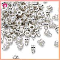 MN-NAILS 200pcs เงินสีเงิน ลูกปัดเสาเงิน โลหะผสมอัลลอยด์ 9x7x4mm ข้อต่อที่เชื่อมต่อกับที่แขวน เป็นมิตรกับสิ่งแวดล้อม ลูกปัดทรงกลมทิเบต spacer ลูกปัด สาวๆ