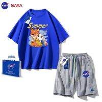 【July hot】 NASA joint short-sleeved for men and women summer tide brand sports suit loose casual fashion two-piece