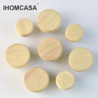 IHOMCASA ไม้ทรงกลม6ชิ้นสำหรับลิ้นชักดึงเก็บตู้เสื้อผ้าตู้ครัวตกแต่งลูกบิดประตูไม้ธรรมชาติ