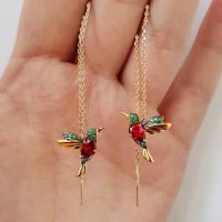 2023 New Fashion Long Hanging Bird Earrings For Women Elegant Crystal Girl Drop Tassel Earring Ladies Jewelry Accessories