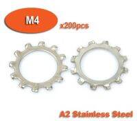 【Worth-Buy】 A2สแตนเลส M4 Din6797a 200ชิ้นเครื่องซักผ้าล็อคฟันภายนอก