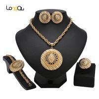 【lz】❈♤❉  Conjuntos de jóias personalizados para mulheres colar banhado a ouro 18k jóias de luxo árabe marroquino moda casamento Dubai conjunto de jóias nupcial