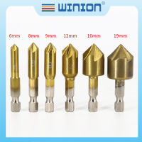 WINION 3Pcs 6Pcs HSS 1/4 "Hex Shank Chamfer Countersink Chamfer เจาะบิต90องศาไม้ Chamfering Cutter 6Mm-19Mm เจาะโลหะ