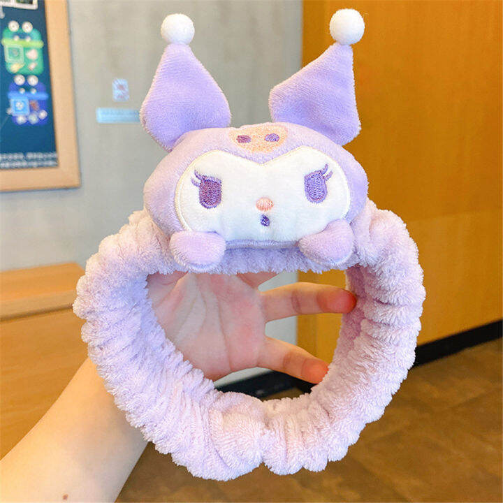 sanrio-mymelody-kuromi-cinnamorol-headband-hair-accessories-plush-hairband-cartoon-hairband-cute-shampoo-hair-band