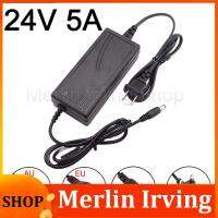 Merlin Irving Shop 24V 5A 5000Ma Power Supply Ac Dc Adapter Converter Charger 100-240Vled Transformer Charging  24Volt For Led Light