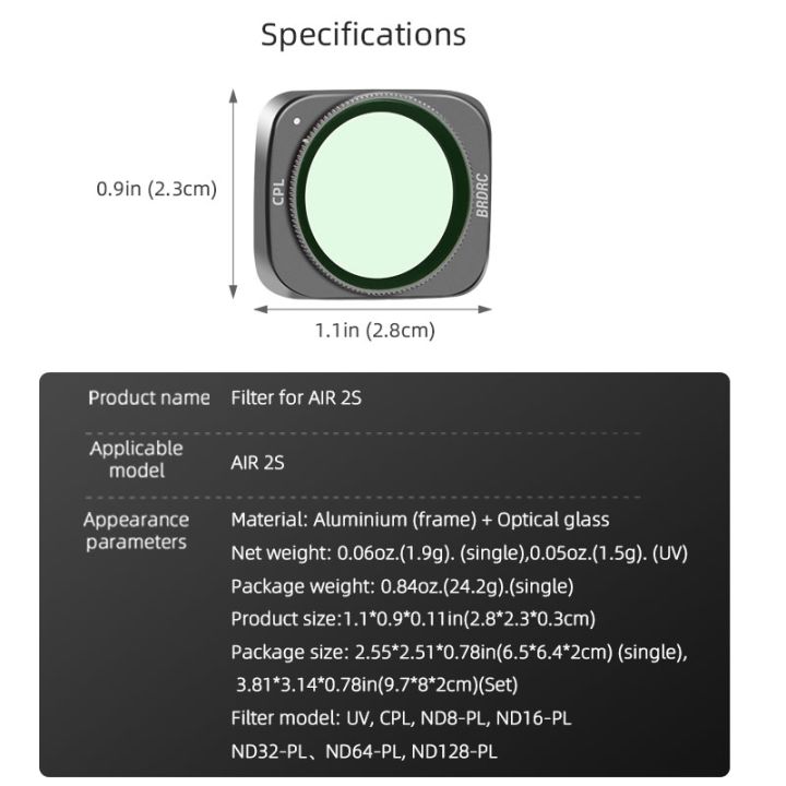 brdrc-drone-lens-filter-grey-filter-for-dji-air-2s-lens-filter-nd-filter-set-lens-filter-parts-for-dji-mavic-air-2s-nd16pl
