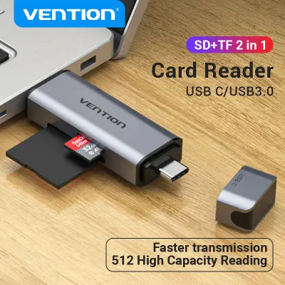 Vention SD Card Reader Type C การ์ดรีดเดอร์ Micro USB Card Reader สำหรับ แล็ปท็อป Windows Linux PC Laptop USB 3.0 ที่อ่าน SD/TF OTG 2 in 1 3 in 1 เครื่องอ่าน Smart Card adapter เครื่องอ่านการ์ด