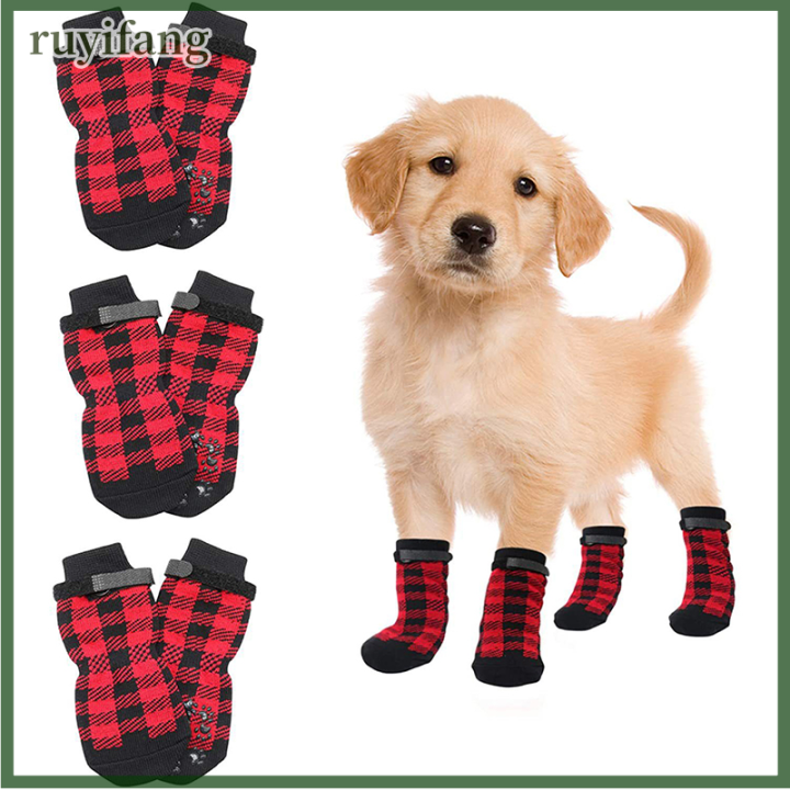 ruyifang-4pcs-pet-dog-shoes-ถุงเท้ากลางแจ้งในร่มกันน้ำไม่ลื่นรองเท้าสุนัขแมวถุงเท้า-pet-paw-protector-สำหรับสุนัขขนาดกลางขนาดเล็ก