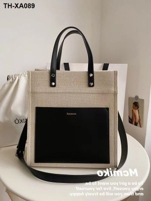 Female bag light luxury niche classic pure color canvas tote bags large capacity students commute portable inclined shoulder bag