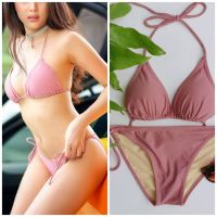 YAI ชุดว่ายน้ำทูพีช ชุดว่ายน้ำผู้หญิง Berry Color bikini spaghetti   สปาเกตตี้สีหวานแนวเบอรี่ ชุดว่ายน้ำวันพีช  บิกินี่