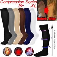 1Pair Unisex Compression Long Socks Women Men Pressure Varicose Veins Leg Relief Pain Knee High Stockings