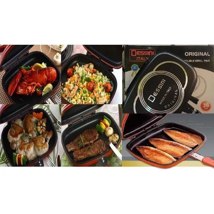 High Quality 36CM Double Sided Foldable Grill Frying Pan BBQ Kuali Panggang  Besar Periuk Pemanggang bbq Pemanggang ajaib