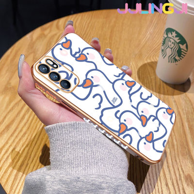 Jlingji เคสสำหรับ OPPO Reno 6 5G Reno 6Z 5G Reno 6 Pro 5G เคสการ์ตูนน่ารักสวยงามสีขาวหงส์ดีไซน์ใหม่ด้านข้างเคสโทรศัพท์ซิลิโคนฝาปิดเลนส์เต็มกล้องกล่องกันกระแทกกันกระแทก