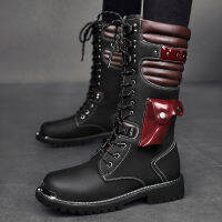 Retro Mid-Carf Punk Boots 2022ฤดูหนาวผู้ชาย Plus กำมะหยี่รถจักรยานยนต์รองเท้า All-Match Tooling รองเท้า Denim กลาง-High Army รองเท้าผู้ชาย02