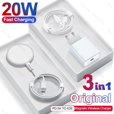 3 in 1 20W Original Macsafe Magnetic Wireless Charger For Apple iPhone 14 13 12 11 Pro Max Mini Plus Fast Charging USB C Cable