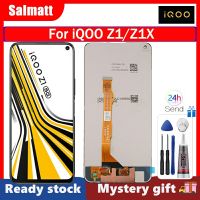 Salmatt จอ LCD แบบดั้งเดิมสำหรับ VIVO IQOO Z1/Z1X ชิ้นส่วนจอสัมผัสแอลซีดีของเครื่องแปลงดิจิทัลทดแทน TFT สำหรับ VIVO IQOO Z1 V1986A Z1X หน้าจอ V2012A