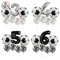 7pcs Football Soccer Theme Balloons 12 silver Confetti Latex Helium Balloon Sport Meet Boy 3 4 5 6 year Birthday Party supplie