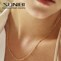 SUNIBI สร้อยคอสร้อยคอสแตนเลสสำหรับผู้หญิงสีทองบาง Choker สร้อยคอสร้อยคอลูกปัดเครื่องประดับขายส่ง Dropshipping-ioec53 shop