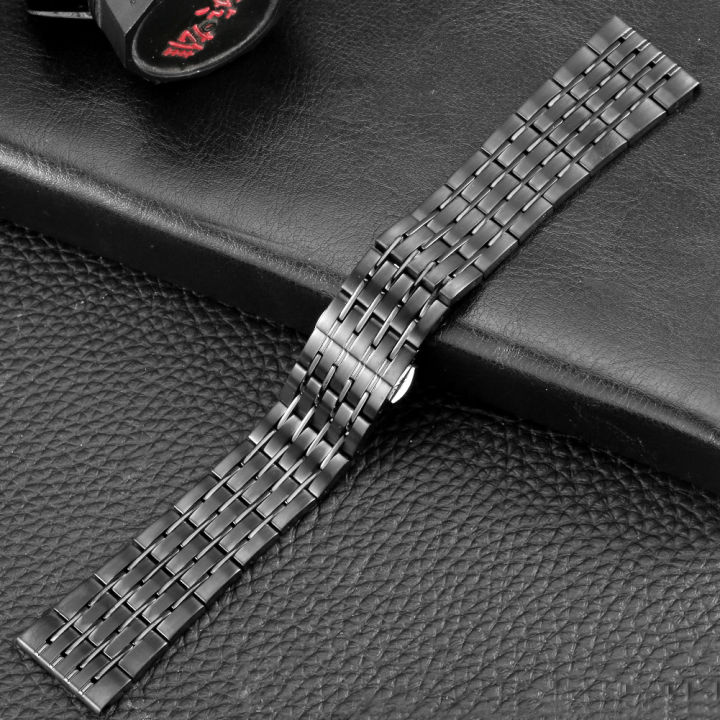 fashion-watchband-202224mm-stainless-steel-butterfly-buckle-black-watch-band-metal-straps-replacement-for-women-men