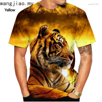 2023 NEW Fierce Tige 3d Animal Print Round Neck Short Sleeve Loose Summer Fashion Men Size：s-5xl