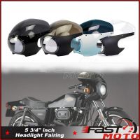 ♤▼ หน้ากากครอบไฟหน้าสีดำมันวาว5 3/4หน้ากากใสควันสำหรับ Sportster 883 1200 XL883 XL1200 Dyna Chopper Cafe Racer