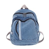 Creative Blue Jean กระเป๋าเป้สะพายหลัง Denim Daypack Travel Rucksack Double Shoulder กระเป๋านักเรียนสำหรับเพื่อนวันเกิด Daily Wear