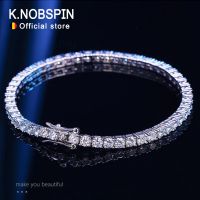 Knobspin 3Mm 4Mm Moissanite Tennis Bracelet Full Diamond GRA 925 Silver Plated 18K Wedding Party Jewelry Bracelets For Women Man