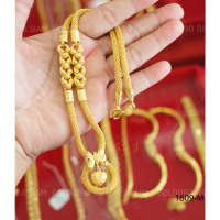 Rattana Jewelry รัตนะ จิวเวลรี่สร้อยคอลายหวายคั่นพิกุล จี้โบว์ห้อยหัวใจ 2 บ. rtn1609-M