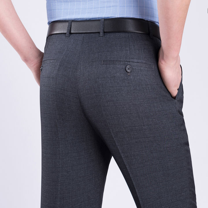 2021Big Size 29-56 Summer 2021 Wrinkle-Resistant Black Suit Pants Mens Clothing Baggy Double Pleated Classic Dress Pants Trousers