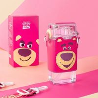 Childrens Strawberry Bear Double Drinking Cup Girls New Authorized Genuine Summer Direct Drinking Straw Dual Water Cup Buzz Lightyear 【JUNE】