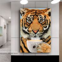 Tiger With Coffee Cup Wall Art ภาพวาดสำหรับตกแต่งบ้าน-โปสเตอร์และภาพพิมพ์คุณภาพสูงบนผ้าใบสำหรับห้องนั่งเล่นห้องนอนหรือสำนักงาน